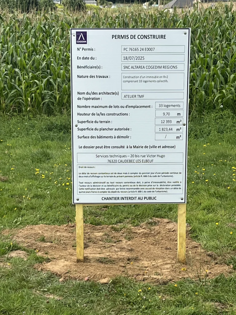 Panneau de chantier réglementaire